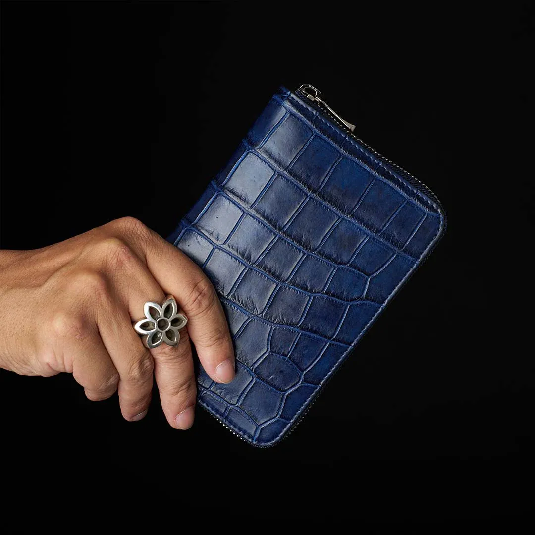 CRISTY STUFFING MID WLT .5 / AI CROCO クロコダイル財布　インディゴ