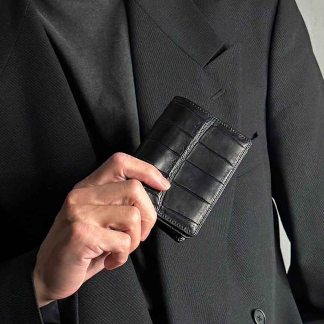 CROCODILE CARD CASE SUMIBLACK