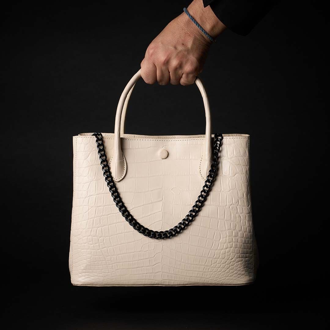 PREMIUM CROCO LOUNGE TOTE 極上クロコダイル トートバッグ_ CREAM