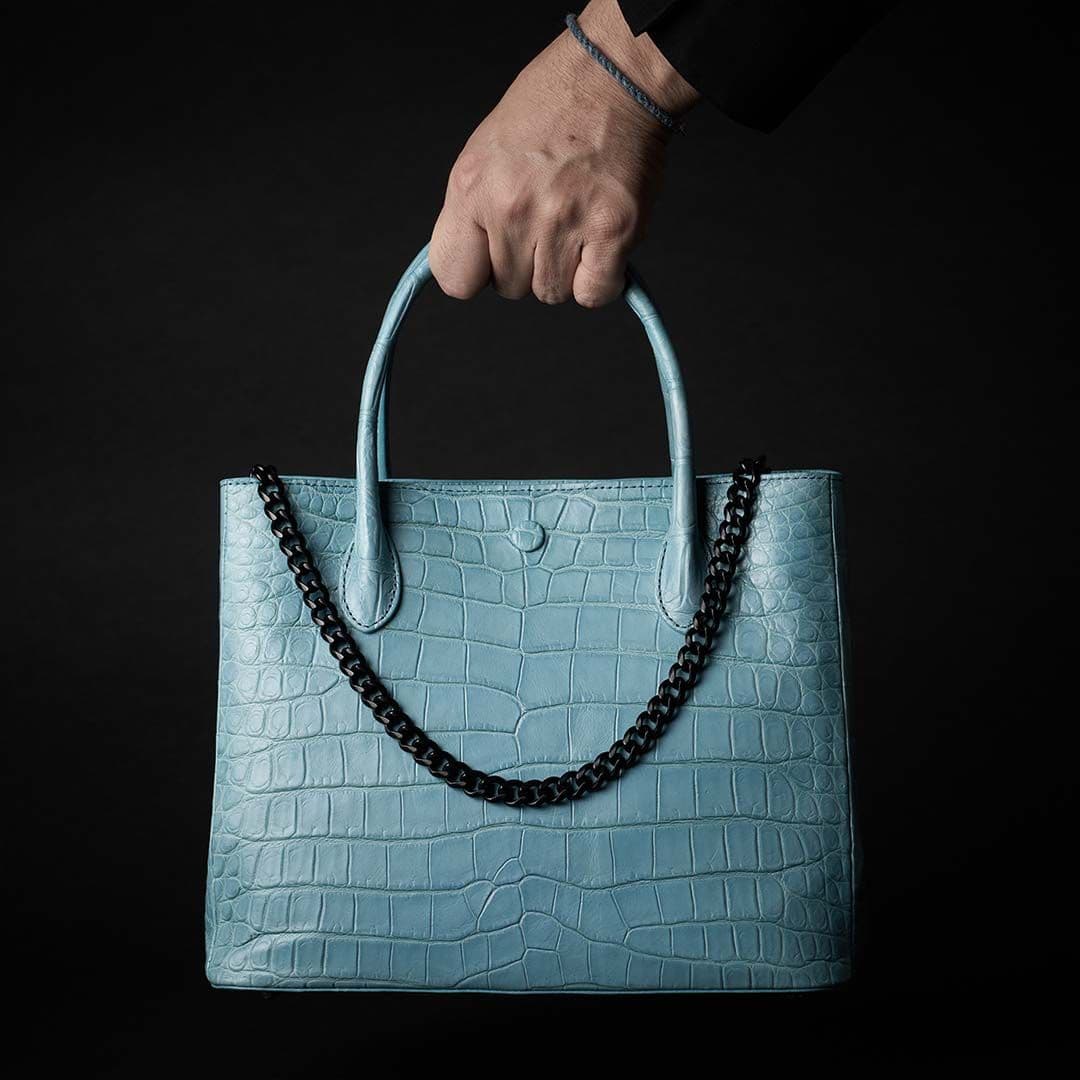 PREMIUM CROCO LOUNGE TOTE 極上クロコダイル トートバッグ_ ターコイズ