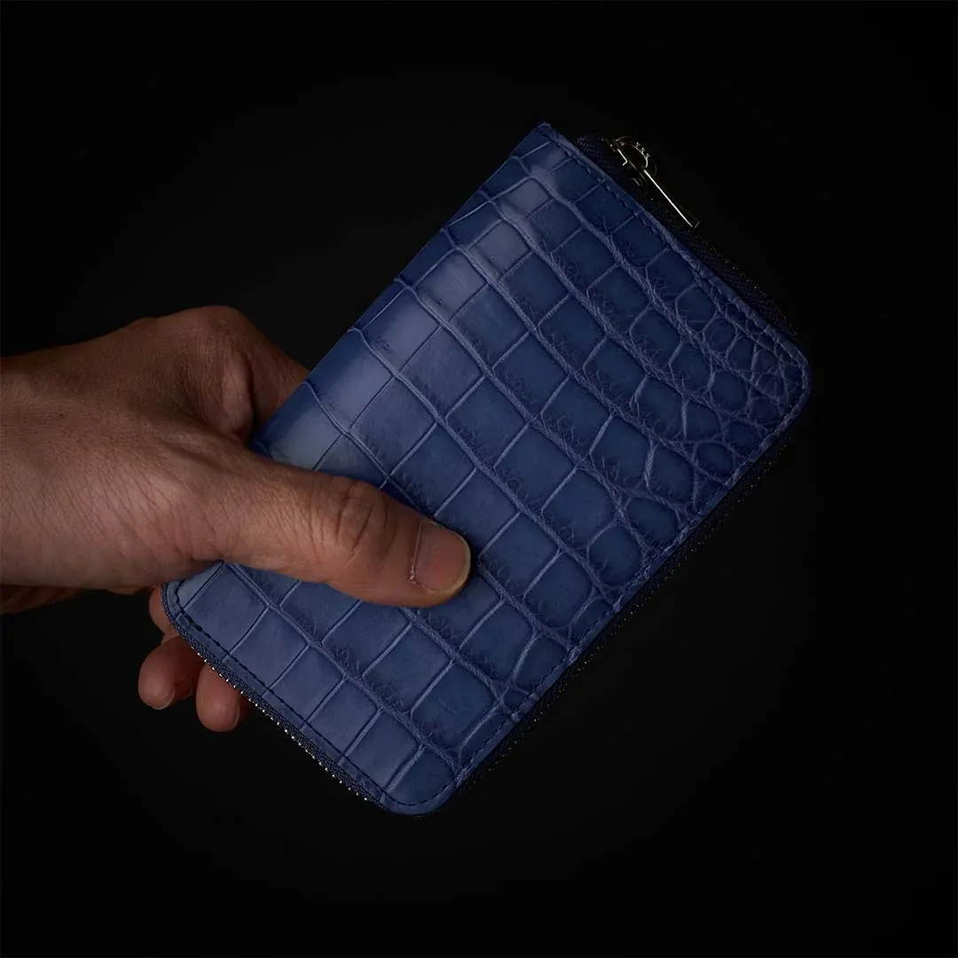 CRISTY SMART MID WLT .5 / CROCO クロコダイル財布 Lブルー
